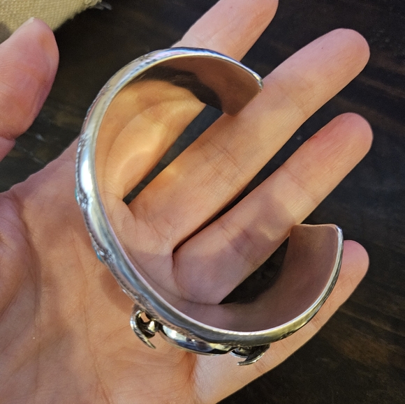 Vintage Navajo Turquoise Sterling Silver Cuff Watch - Picture 3 of 8